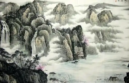 中国画研究会副会长 国画艺术家 教授【陶一清】八尺山水 手绘真迹