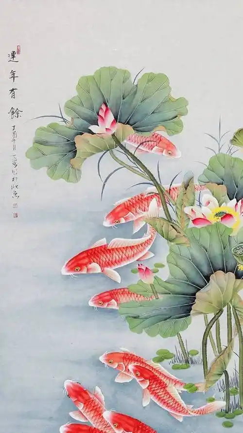 进门玄关适合挂什么画,这五款既美观又风水好_鲤鱼_牡丹_荷花