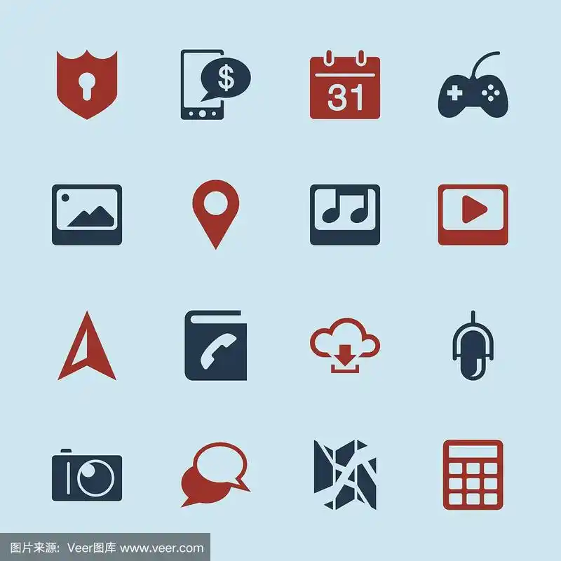 智能手机功能图标-彩色系列| eps10