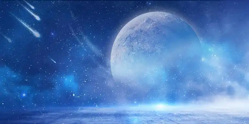 蓝色星空 月亮背景场景唯美月亮展板背景