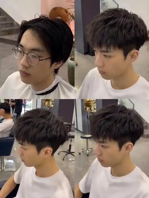 男生碎盖烫烫型不烫卷的发型阳光帅气