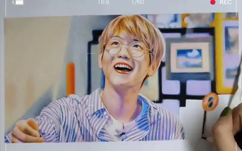手绘彩铅写实人物exo-baekhyun边伯贤