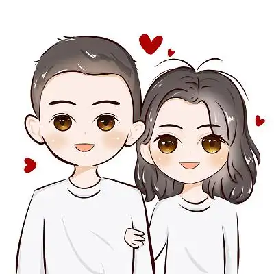 卡通情侣头像q版插画素材卡通女孩q版可爱