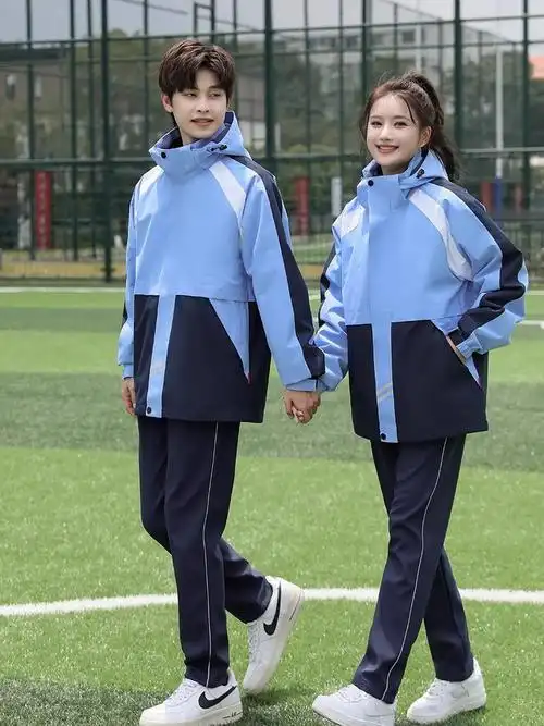 同款初中生校服套装秋冬季中学生冲锋衣三件套加厚小学生班服冬季