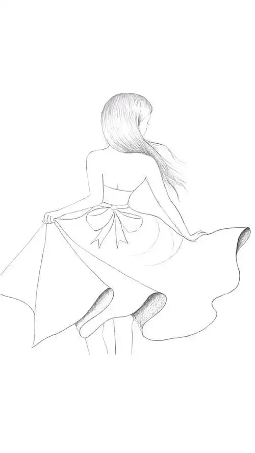 提裙女生简笔画