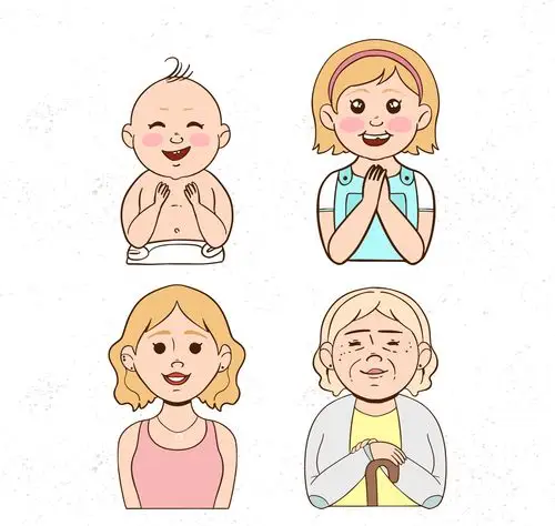 4款创意不同年龄女子半身像矢量图