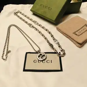 正品代购gucci古驰古奇silver jewelry男女款互扣式双g银古巴项链