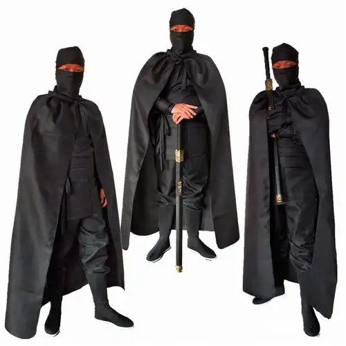 卡德迪古装蒙面服 刺客服夜行衣忍者男女黑衣人武侠盗贼勇士演出服