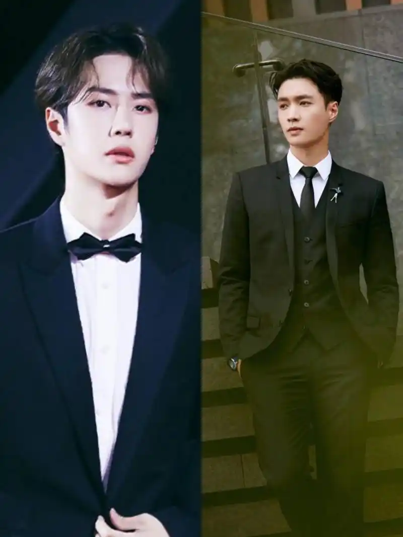 王一博vs张艺兴,同色系穿搭比拼,差距有点大  图一,平分秋色 图二,王