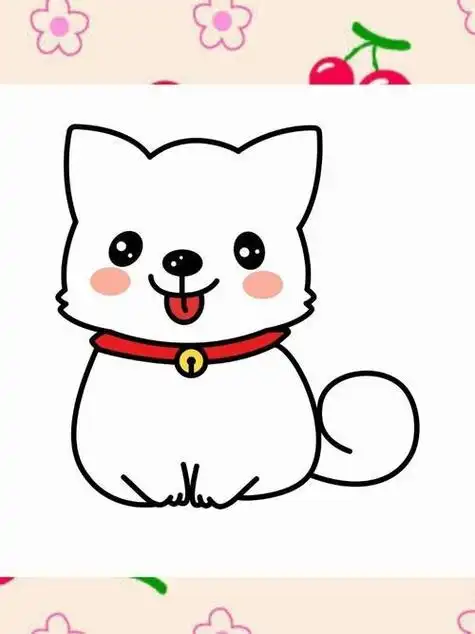 简笔画呆萌小狗简笔画步骤教程小狗简笔画详细黑白画法卡通小狗简笔画