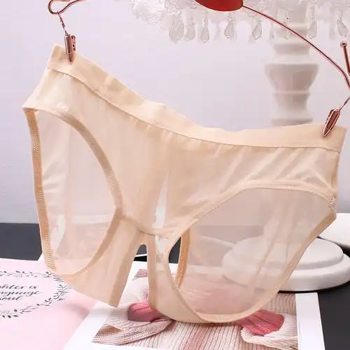 透明开档内裤女性性感透视蝴蝶结免脱情趣低腰女三角裤