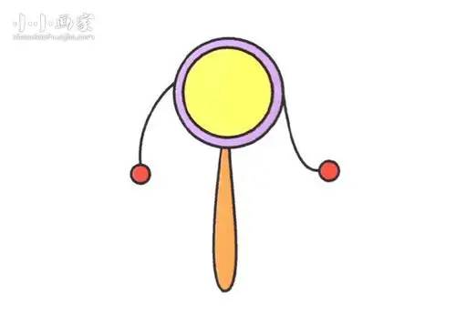 大家应该不仅见过,而且还玩过吧~可爱的儿童玩具拨浪鼓简笔画的画法