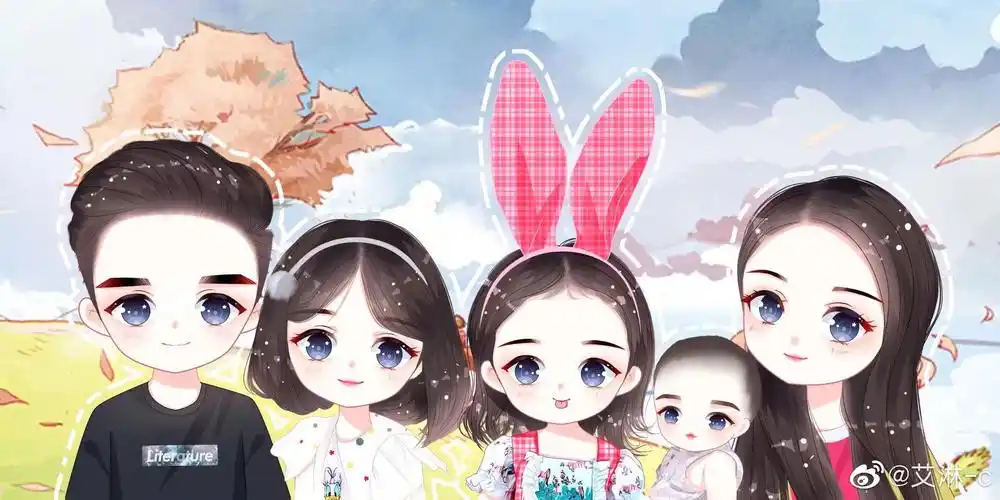 一张全家福满满都是爱一家四口一家三口唯美可爱温馨