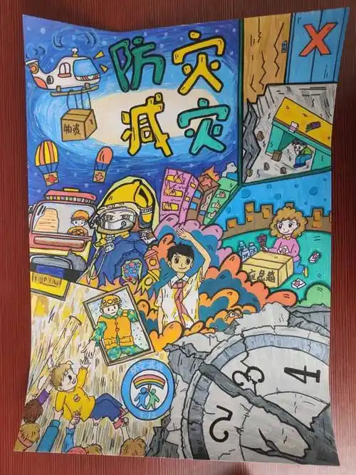 "童心画安全"防灾减灾绘画征集大赛作品展播(六)_画笔_少儿_王子