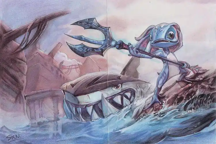 小鱼人|插画|游戏原画|佩奥特掌_临摹作品-站酷zcool