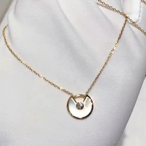 cartier卡地亚白贝母黄金护身符项链