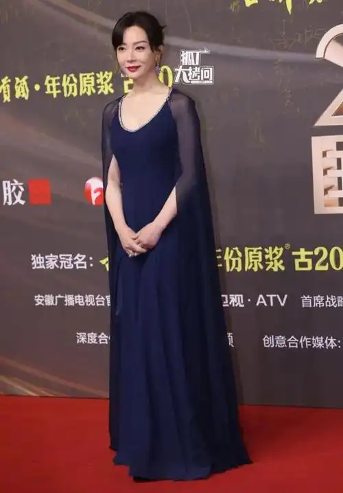 陈数当晚穿的是一条深色的晚礼服,礼服乍一看很普通,但细看之下会发现