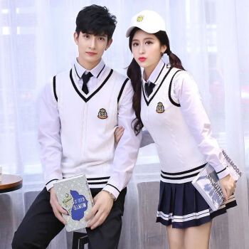 褐舟衬衫女小众韩版宽松韩国校服套装学院风初中高中学生毕业照服装男