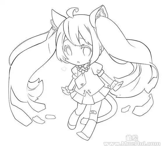 新手练习线稿vocaloid初音未来miku线稿16p