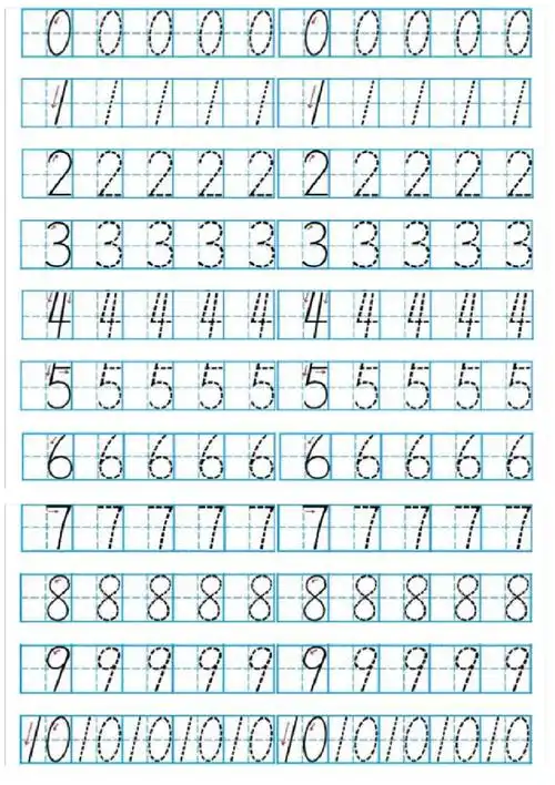 数字1到10的描红(田字格带笔画提示)word版本_第2页