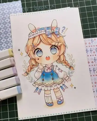 马克笔手绘可爱q版女生马克笔手绘教程