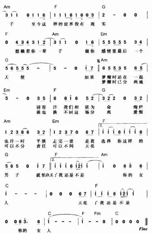 梦醒了_简谱_歌谱_曲谱_吉他谱_五线谱