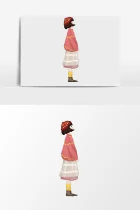 侧面女孩插画图片