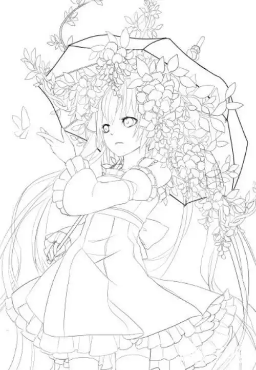 古代动漫美少女简笔画