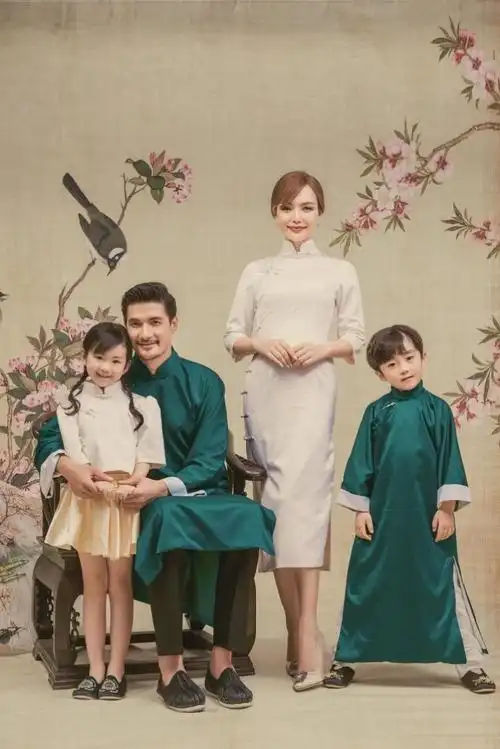 儿童影楼饰一家服饰旗袍摄影服装全家福民国复古民族服装