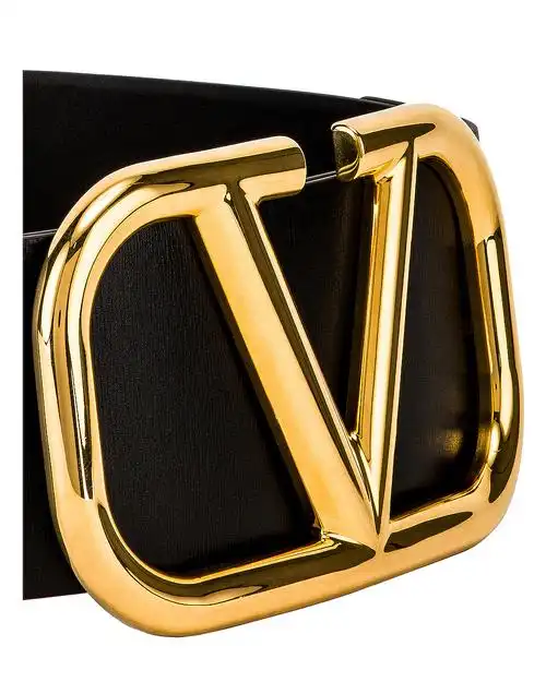 image 3 of valentino v logo buckle belt in nero