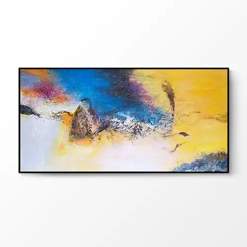 抽象手绘油画现代简约色彩风景巨幅单联横幅客厅油画
