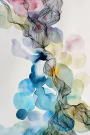 彩色云墨动感线条装饰画