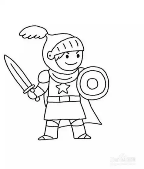 画古代战士的儿童卡通简笔画教程