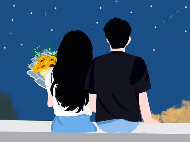 原创插画头像|背影情侣