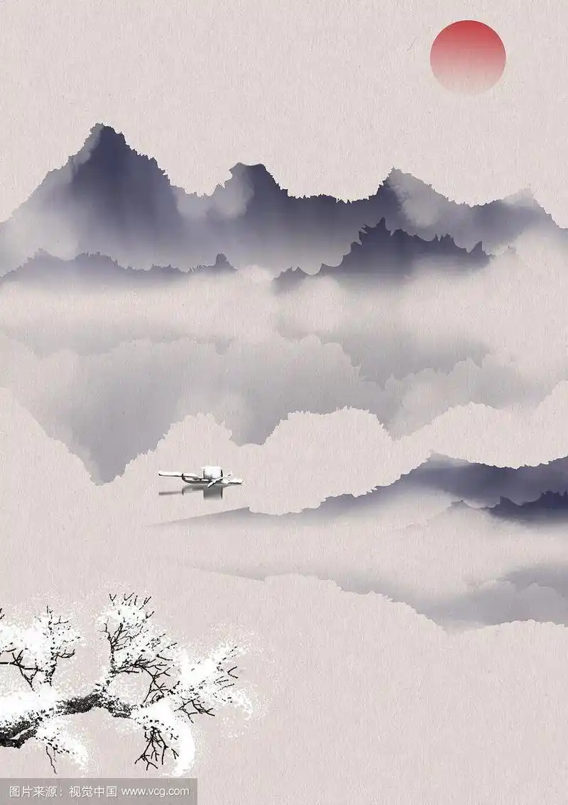 手绘中国风意境水墨山水画