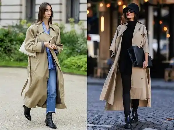 米色中款风衣怎么搭配时尚(秋冬的第一件必选米色)(2)