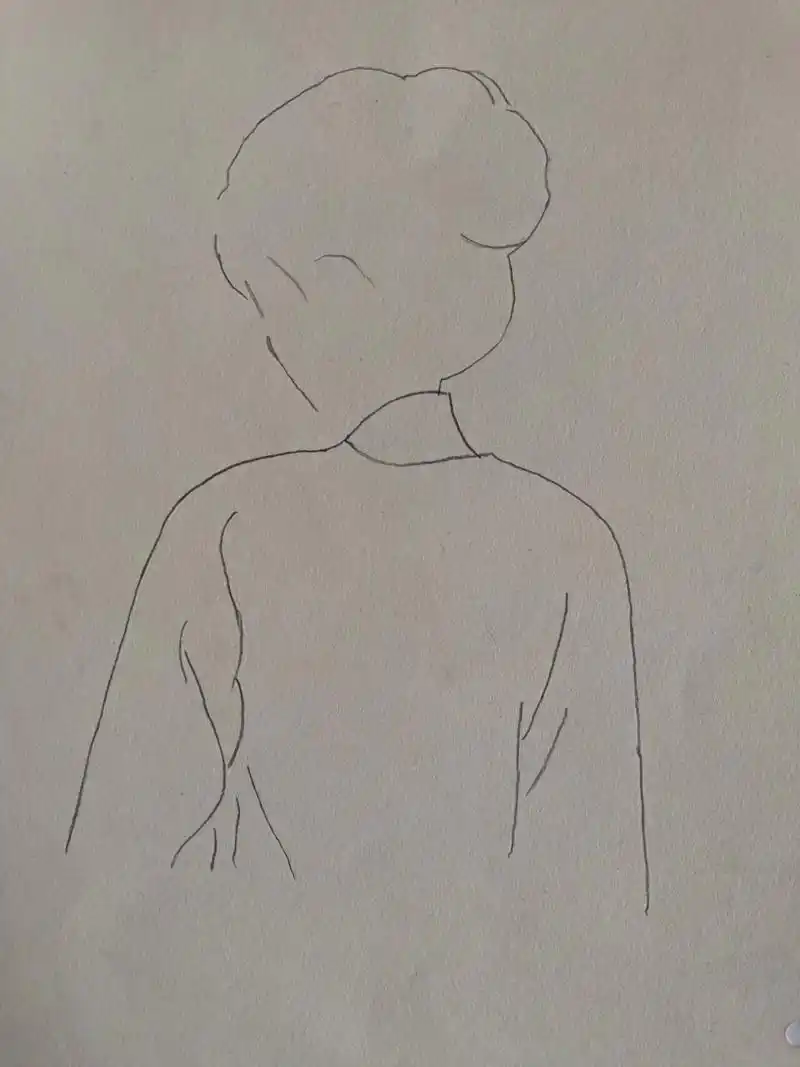 简笔画|复古女孩背影图7815 最近流行一句话就是,你91了吗?