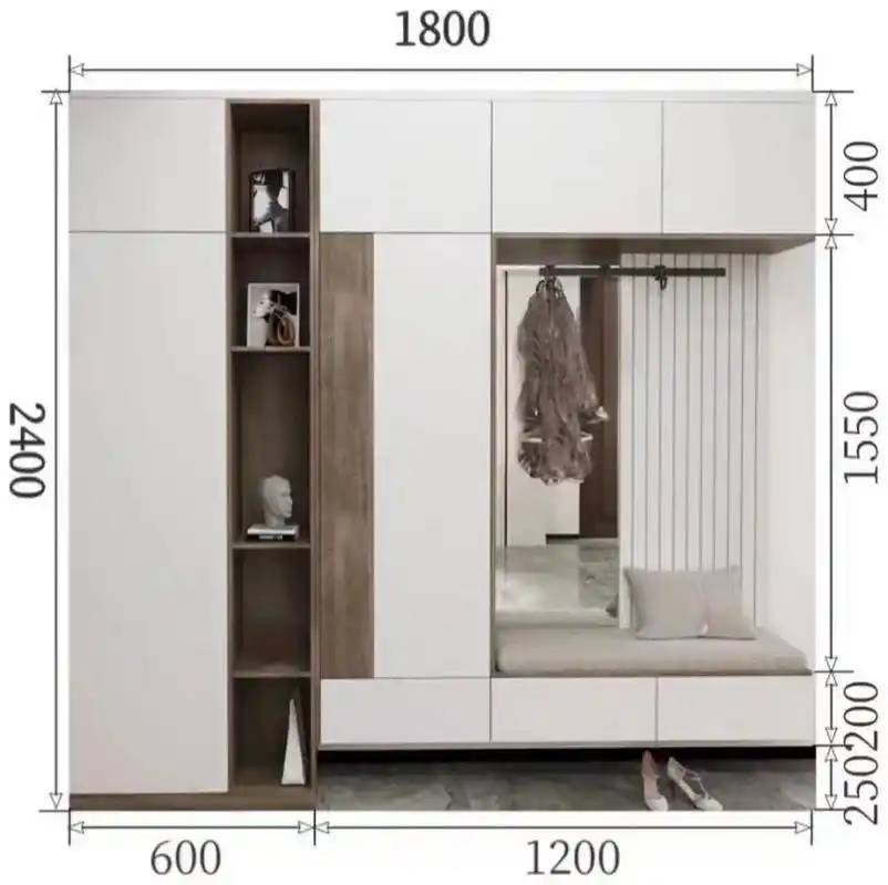 9款入户玄关鞋柜设计图分享 98附尺寸 入户玄关鞋柜的设计比较注重