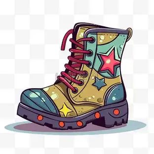 靴子剪贴画卡通靴子与白色背景上的星星 向量