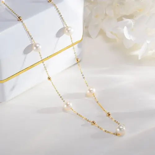 水年华18k转运金球满天星珍珠项链