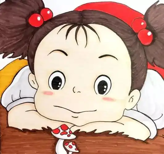 用马克笔教你画宫崎骏龙猫里的小梅