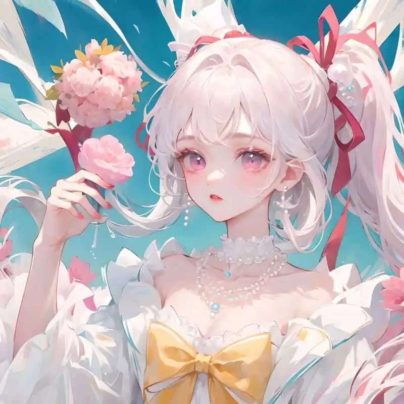 粉白高马尾|动漫少女头像 云朵偷喝了酒,于是映红了半边天