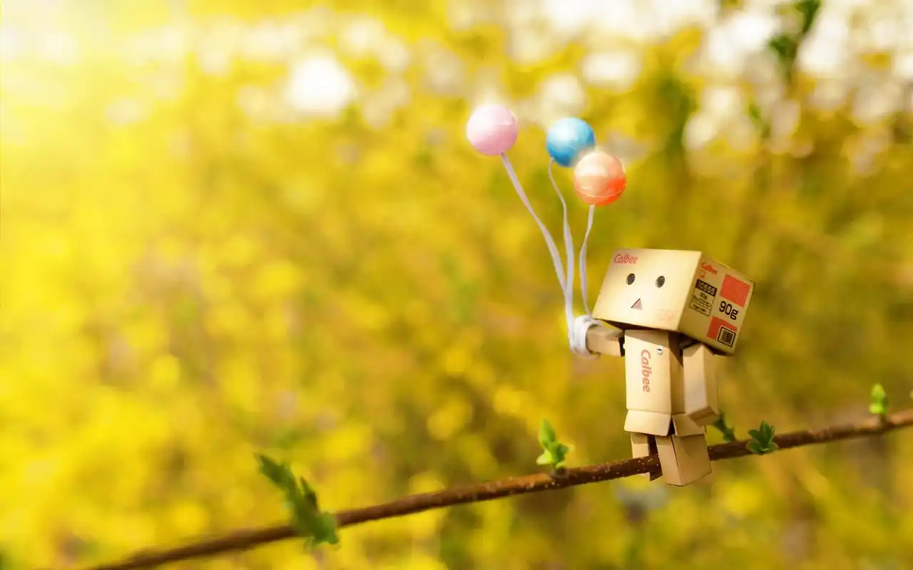 小清新绿色护眼可爱纸箱人阿楞高清桌面壁纸下载