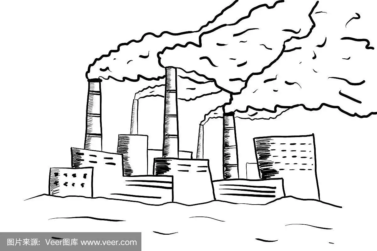 工业景观的烟囱充满了烟雾.