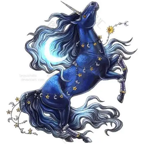 深蓝色独角兽素材