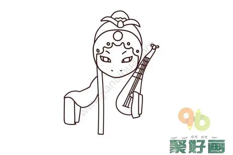 卡通戏曲人物头像简笔画教你画戏曲人物花旦简笔画简笔画--如何画学唱