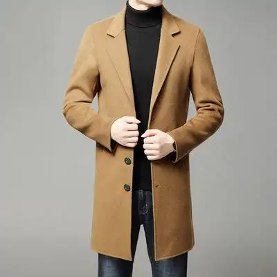 羊毛呢大衣男士呢子风衣中长款韩版修身毛呢子外套新款潮流秋冬季