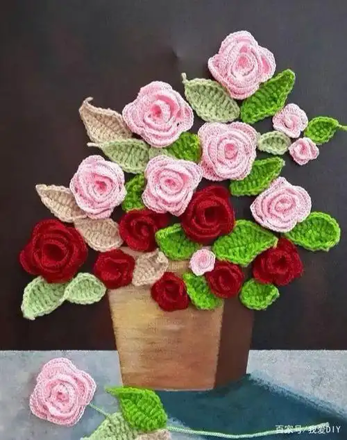 毛线花朵装饰画,钩编手艺人这样玩,非常有才华和创意!附教程