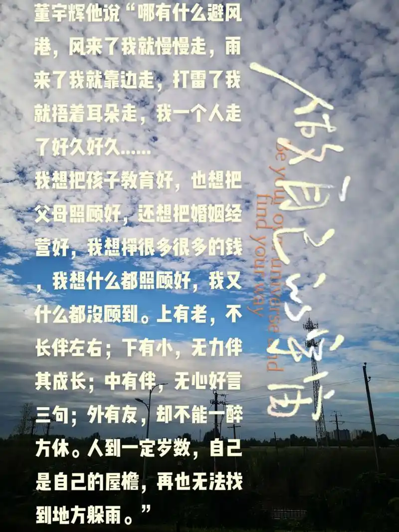 懂得人自然懂,万般皆苦唯有自渡!董宇辉他说"哪有什么避风港, - 抖音