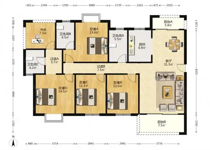 克拉美丽山庄清水毛胚商品住宅医疗配套成熟南北通透